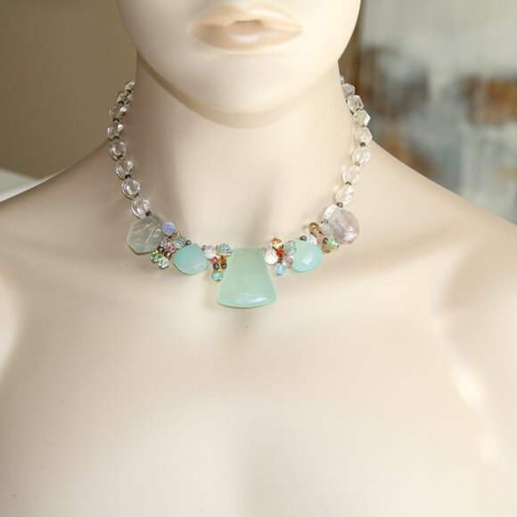 Chalcedony, Milky Quartz, Clear Quartz and Crystal Necklace. Gorgeous - Picture 6 of 13